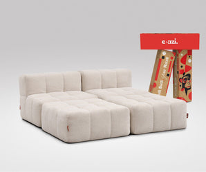 Modulární pohovka EEAZI 2 středový modulső elem, 2 puff , fehér színben