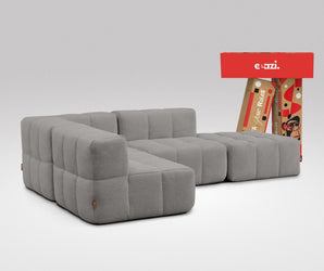 Modulární pohovka EEAZI 1 rohové moduly, 2 středový modulső elem, 1 puff , szürke színben